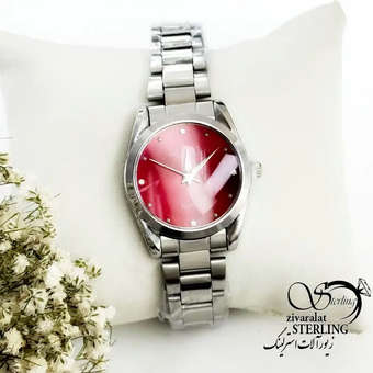 ساعت برند رویال (ROYAL) استیل صفحه گرد قرمز کد 19341