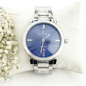 ساعت ست سفید برند الگانس صفحه آبی کد 19362