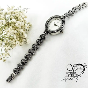 ساعت نقره سیاه قلم نقره 925 عیار ایتالیا کد 19426