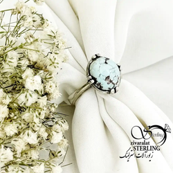 انگشتر زنانه نقره925 فیروزه نیشابور کد 19463