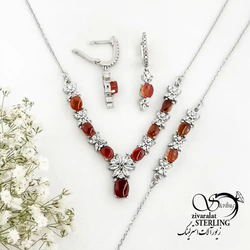 سرویس عقیق یمن نقره ایتالیایی طرح جواهر کد 19483