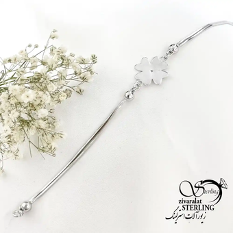 دستبند نقره طرح گل شبدر کد 19492