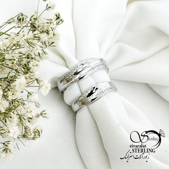 حلقه ست اینه ای با نگین اتمی نقره ایتالیا کد 19507