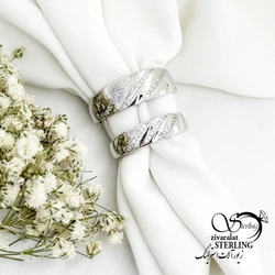 حلقه ست نقره نگین سه ردیفه کد 19513