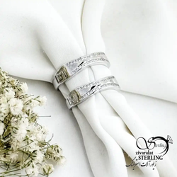 حلقه نقره نگین طرح ضرب دری کد 19516