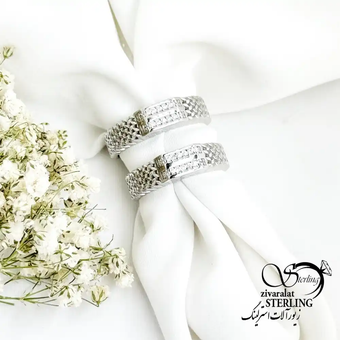 حلقه زنانه نقره 925 عیار طرح حصیری کد 19521