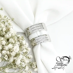 حلقه زنانه نقره با نگین اتمی سه ردیفه کد 19524