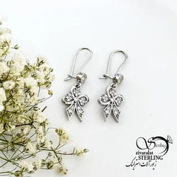 گوشواره نقره ایتالیا آویز پاپیونی کد 19531