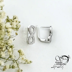 گوشواره کلیپسی نقره 925 عیار طرح بینهایت کد 19542
