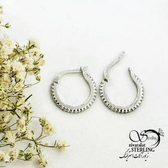 گوشواره نقره دور نگین عیار925 کد 19544