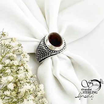انگشتر نقره دستساز سنگ باباقوری ساخت استاد حکاک کد 19886