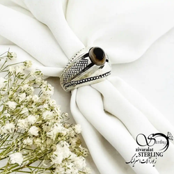 انگشتر نقره دستساز استاد حکاک سنگ باباقوری مردانه کد 19889