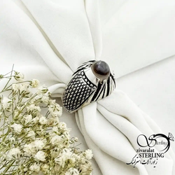 انگشتر دستساز مردانه سنگ باباقوری 925عیار  کد 19890