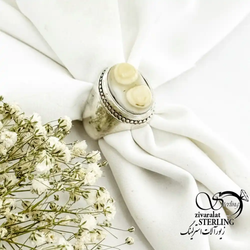 انگشتر نقره رکاب فیلی با سنگ دو کوهانه باباقوری کد 19907