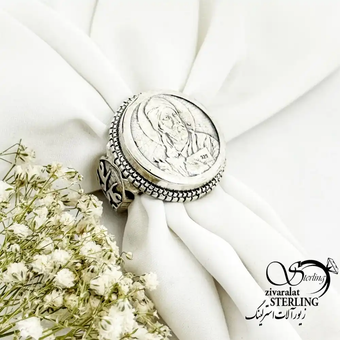 انگشتر مردانه شمایل حضرت علی (ع) نقره ایتالیا کد 19909