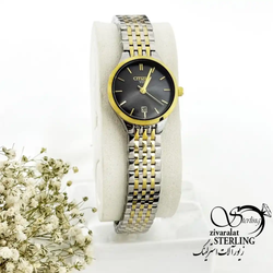 ساعت CITIZEN بند استیل دو رنگ با صفحه مشکی کد 19952