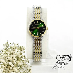 ساعت برند CITIZEN بند استیل دورنگ با صفحه گرد سبز کد 19957