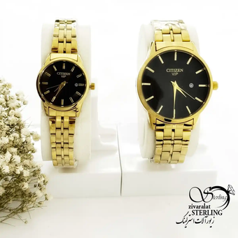 ساعت مردانه طلایی برند سیتیزن (استیل) صفحه مشکی کد 19993