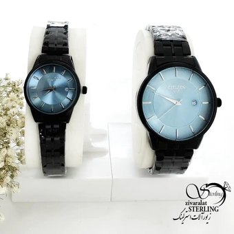 ساعت ست استیل مشکی صفحه آبی مارک CITIZEN کد 19998