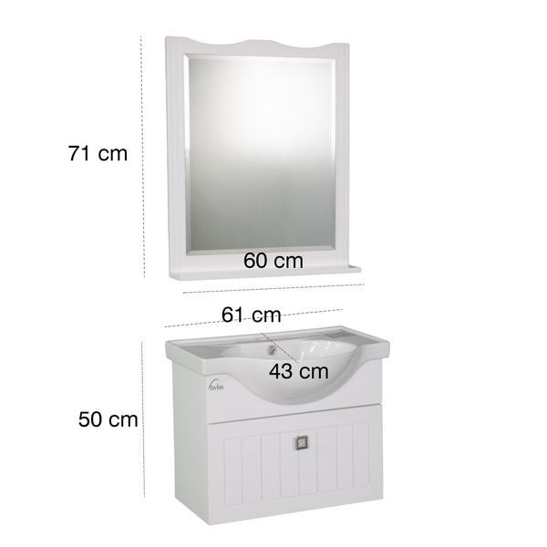 ست کابینت و روشویی توییس مدل tws 1010  به همراه آینه