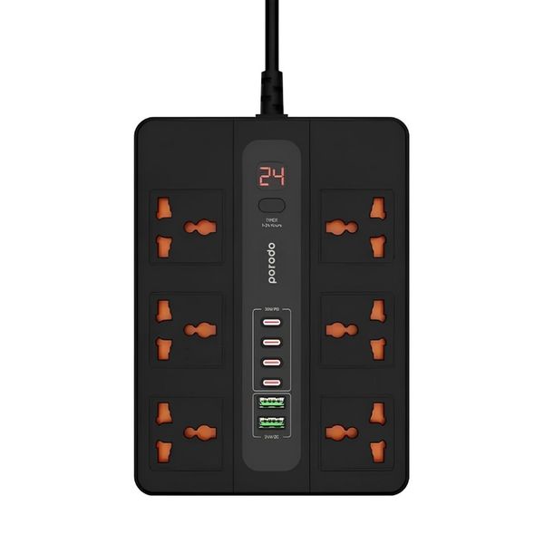 چندراهی برق و هاب شارژر هوشمند Porodo مدل Multi-Port Super Hub
