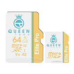 کارت حافظه Micro SD XC کوئین تک مدل Elite Pro A2 V30 کلاس 10 استاندارد UHS-I U3 سرعت 85MBps ظرفیت 64 گیگابایت به همراه آداپتور S