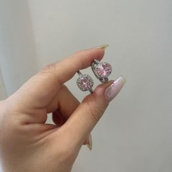 انگشتر تک نگین استیل با نگین صورتی
