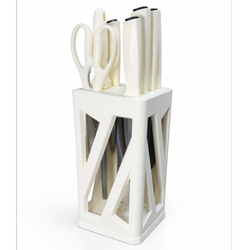 سرویس 8 پارچه کارد و ساطور فانوس مدل دافنی با استند چرخشی سفید