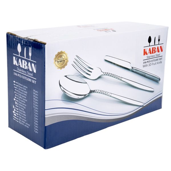 سرویس قاشق، چنگال و کارد استیل 146 پارچه 30 نفره کابان مدل 189