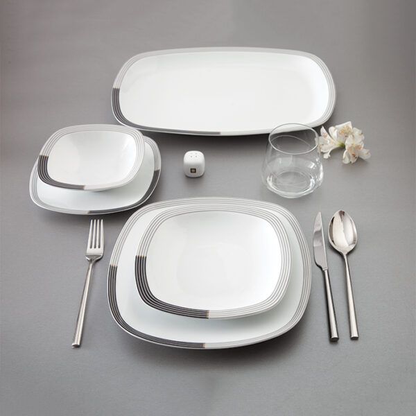 سرویس غذاخوری 27 پارچه 6 نفره چینی زرین ایران مدل  وگاس اوریت درجه 3