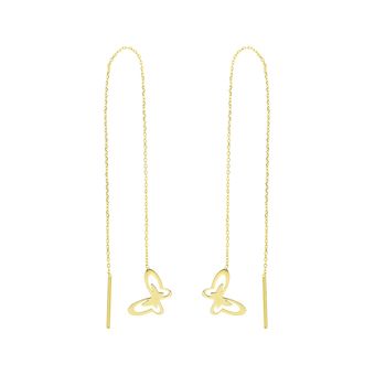 گوشواره طلا 18 عیار زنانه مدل گوشواره بخیه ای طرح پروانه GE008