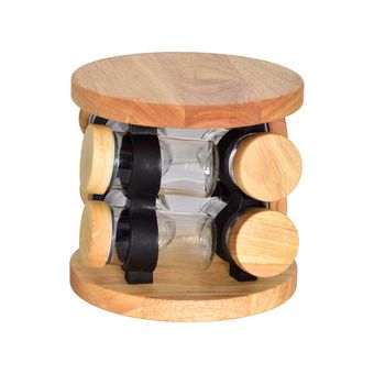 ست جا ادویه گردان 8 پارچه لیمون مدل چوبی