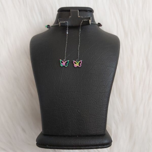 گوشواره زنانه مدل بخیه طرح پروانه کد butf115