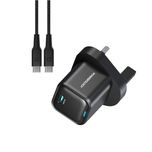 شارژر دیواری 20 وات پاورلوژی مدل PWCUQC016-C به همراه کابل تبدیل  Lightning