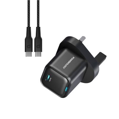 شارژر دیواری 20 وات پاورلوژی مدل PWCUQC016-C به همراه کابل تبدیل  Lightning