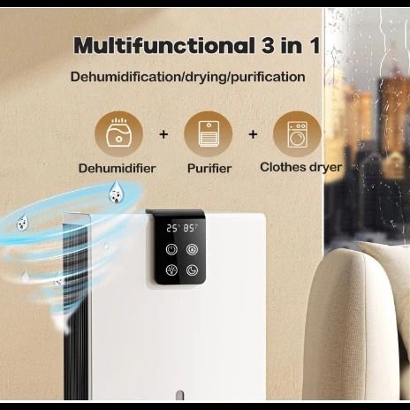 دستگاه رطوبت گیر هوا چندمنظوره 90 واتی بی صدا برند ROYYAW آلمانی