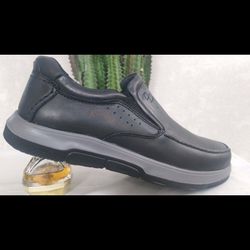 کفش تمام چرم مشکی مدل پازل بدون بند کد358