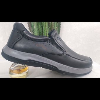 کفش تمام چرم مشکی مدل پازل بدون بند کد358