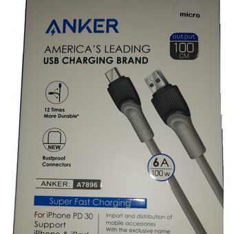 کابل دوسر TYPE-C طرح انکر مدل A7896 طول 1 متر 100 وات