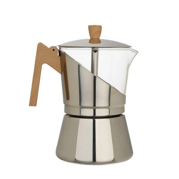 موکاپات روپل 6 کاپ مدل RPL‑MP2610 | قهوه ساز روگازی استیل و شیشهای Rople برای تهیه اسپرسو