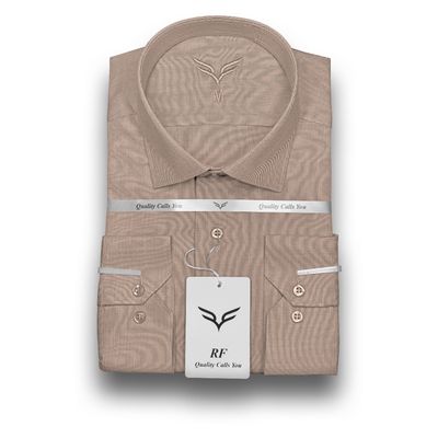 پیراهن مردانه کرم خاکی پارچه فلورا