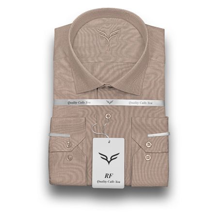 پیراهن مردانه کرم خاکی پارچه فلورا