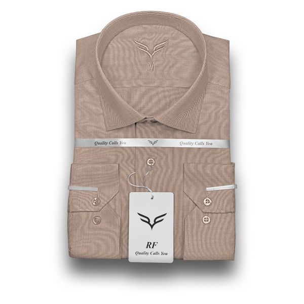 پیراهن مردانه کرم خاکی پارچه فلورا