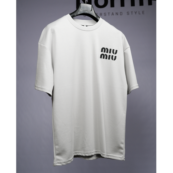 تیشرت وارداتی باکسی طرح miu miu طوسی