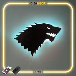 تابلو بک لایت طرح لوگوی خاندان استارک بازی تاج و تخت دیزانور کد D104