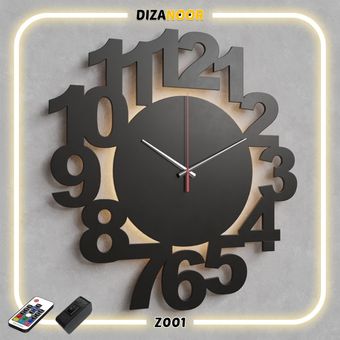 ساعت دیواری چراغ دار دیزانور کد Z001