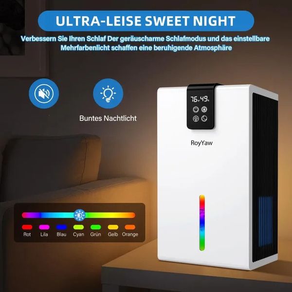 دستگاه رطوبت گیر هوا چندمنظوره 90 واتی بی صدا برند ROYYAW آلمانی