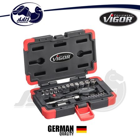 جعبه بکس ویگور مدل V3734N درایو 1/4 اینچ مجموعه 23 عددی