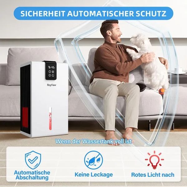 دستگاه رطوبت گیر هوا چندمنظوره 90 واتی بی صدا برند ROYYAW آلمانی