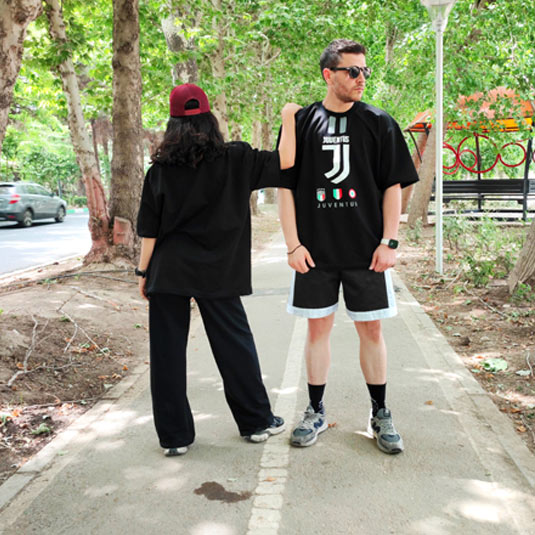 تیشرت ست پنبهای اورسایز طرح یوونتوس کد 95